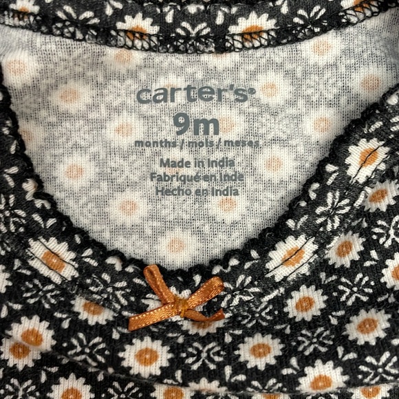 Carter's Black, White & Orange Print Short Sleeve Bodysuit / Onesie Size 9 Month - Picture 4 of 7